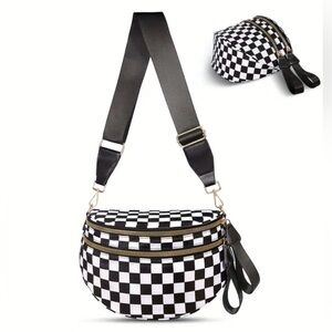Checkered Black and White Women's Crossbody Bag
